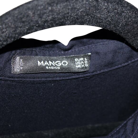 MANGO Navy Button Down Blouse Medium - Picture 7 of 7
